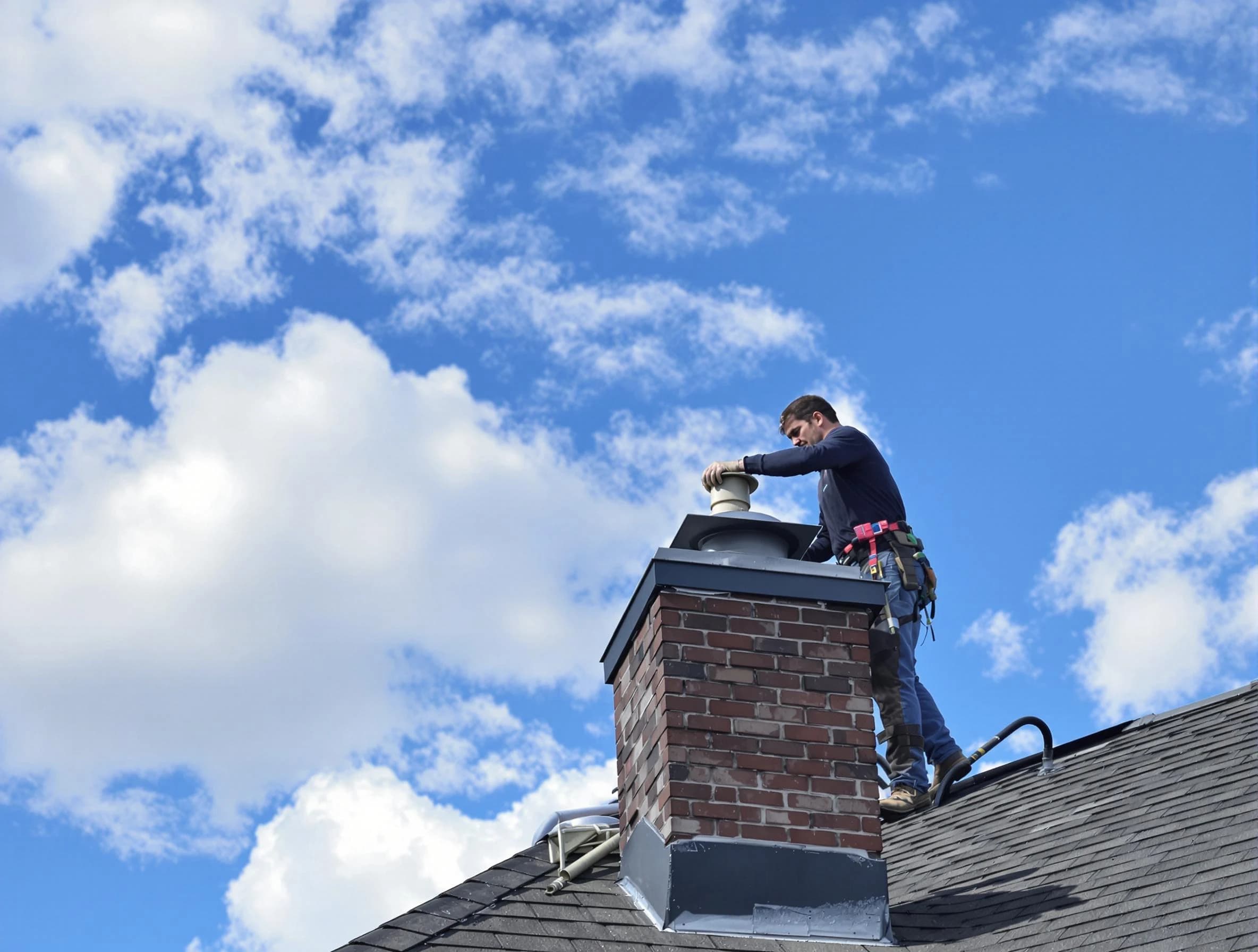 Washington Terrace Chimney Sweep installing a sturdy chimney cap in Washington Terrace, UT