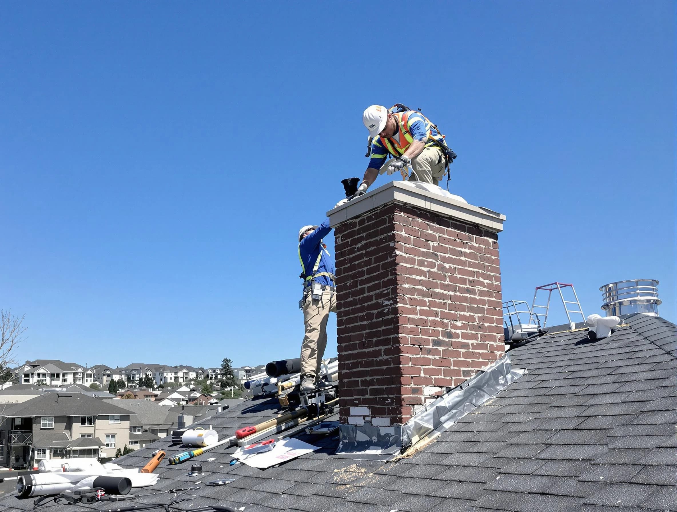 Washington Terrace Chimney Sweep repairing a chimney crown in Washington Terrace, UT