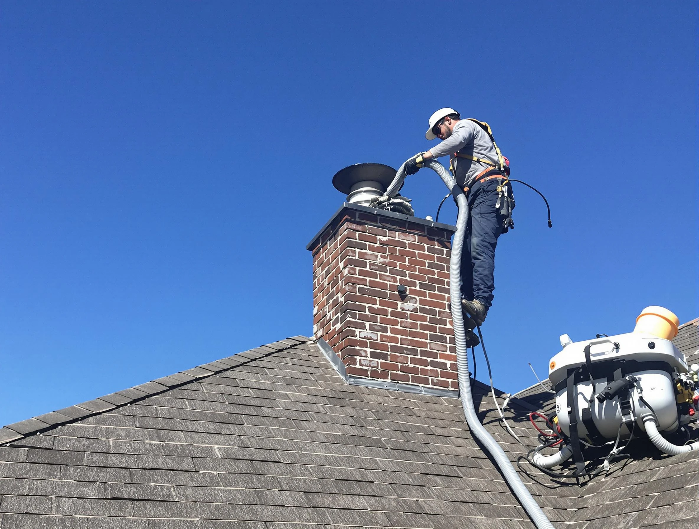 Dedicated Washington Terrace Chimney Sweep team member cleaning a chimney in Washington Terrace, UT