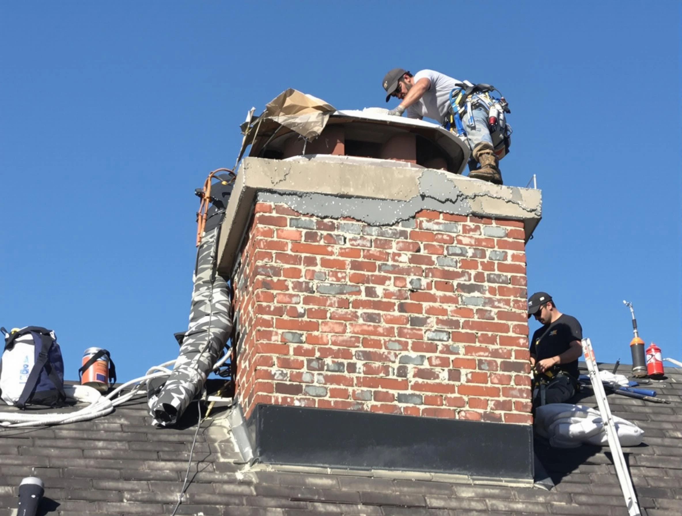 Washington Terrace Chimney Sweep installing a custom chimney crown in Washington Terrace, UT